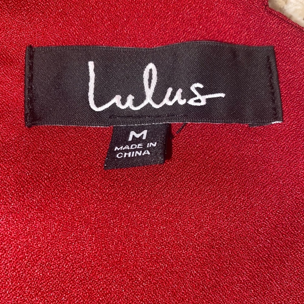 NWT Lulu’s Classic Halter Endlessly Endearing Scalloped Wine Red Mini Dress - Picture 6 of 7